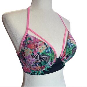 Victoria's Secret multicoloured tropical floral and animal bikini top Size 32D